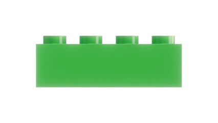 3D Rendering Green Toy Brick Isolated on white Background