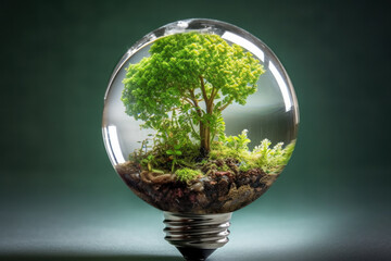 Eco-system within light bulb. generative AI