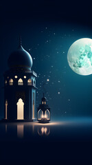 Colorful lanterns, Light lamps, Ramadan and Eid. Spirit of joy, hope, and unity during the Islamic holy month. AI-Generated.