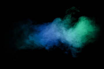 Blue Green smoke on a black background. Abstract image perfect for a cell phone wallpaper.