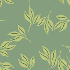 Simple leaves Seamless pattern. Decorative forest leaf endless wallpaper. Organic background.