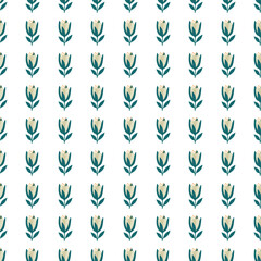 Cute tulip flower seamless pattern. Wildflower botanical design. Decorative floral ornament wallpaper.