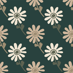 Naive flower seamless pattern. Cute floral endless background.