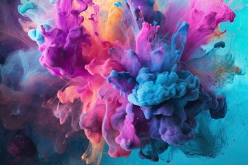 Brilliant Splash of Colours: Watercolor Paint and Ink Splatters Illustration: Generative AI