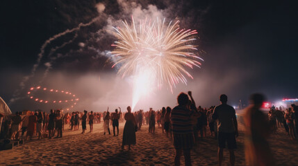 Summer disco party background. Illustration AI Generative.