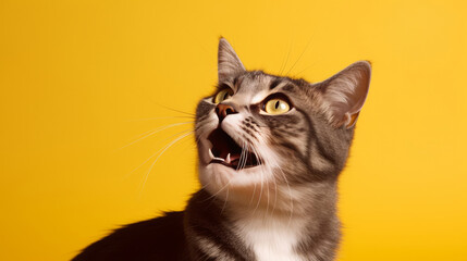 Cat portrait on vivid background. Illustration AI Generative