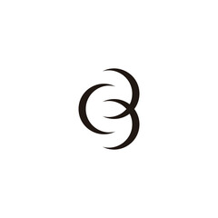 letter cb linked object simple geometric logo vector