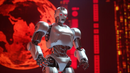 Artificial intelligence robot, technology background, 3d robot created with generative ai