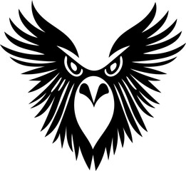 Eagle head mascot logo in black and white, vector illustration, hawk head 