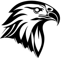 Eagle head mascot logo in black and white, vector illustration, hawk head 