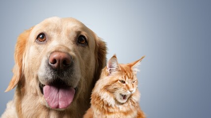 Happy pets. Cute Dog and cat
