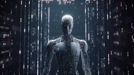 Fototapeta na wymiar Ai robot with futuristic background