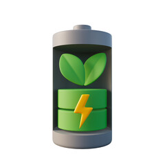 charge battery with clean energy icon, 3d rendering, sustainability, reduce co2 emission, green energy concept - 593272023