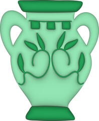 3d green Greek vase