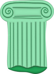 3d green piece of Greek column