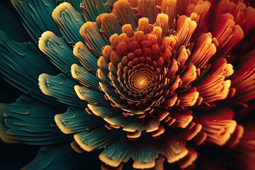 Blooming Flower Grows Harmoniously in Fibonacci Geometric Design: A Beautiful Art Graphic for Any Wallpaper Background: Generative AI