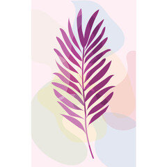 Botanical vector illustration. Minimalism. Abstract composition with palm leaves in watercolor style is ideal for an art gallery, modern wall art poster, minimal interior design