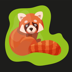 The red panda, a cub, is a rare emotional and beautiful animal. Vector