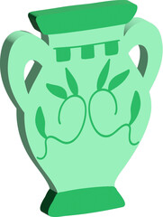 3d green Greek vase