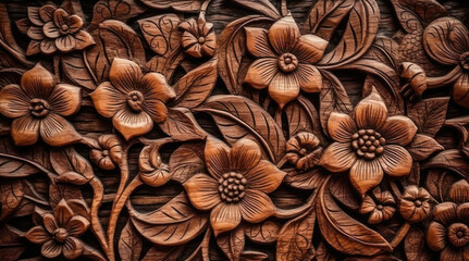 carved wood texture background, generative AI