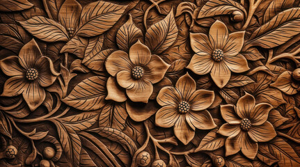 carved wood texture background, generative AI