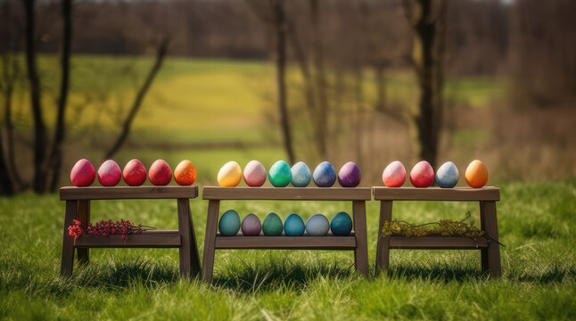  a collection of painted easter eggs, generative AI