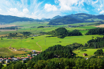 Fototapeta na wymiar picturesque rural landscape and farmland scenery in slovakia. bright sunny weather in summer
