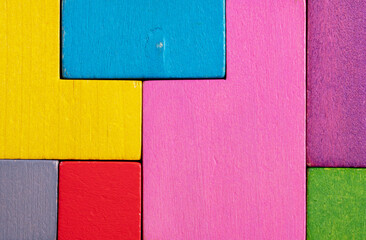 Abstract Background. Background with different colorful shapes wooden blocks