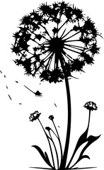 Dandelion | Black and White Vector illustration