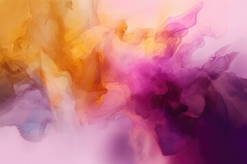 Naklejka na ściany i meble watercolor abstract purple pink and gold background. AI generative