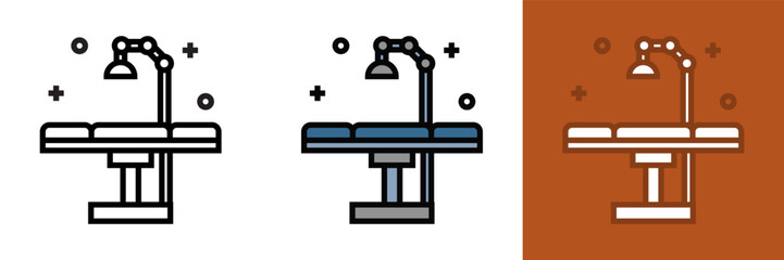 Medical Operating Table Icon, this icon depicts a medical operating table, often used in hospitals during surgical procedures. 