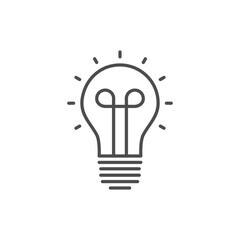 Bulb related vector linear icon. Inspiration sign. Glowing lightbulb. Incandescent lamp. Vector outline illustration Isolated on white background. Editable stroke