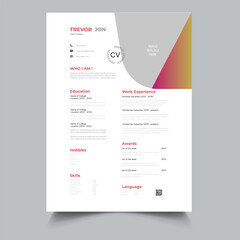 Professional Resume cv Layout template
