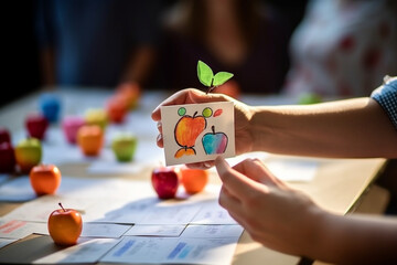 banner, A picture of a teacher conducting a group activity that promotes teamwork and collaboration among students, bokeh, Teacher's day Generative AI