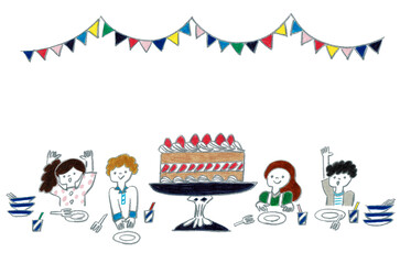誕生日ケーキでお祝い