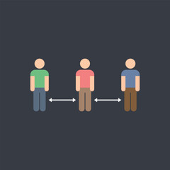 Vector illustration of distance icon, social distance, people.