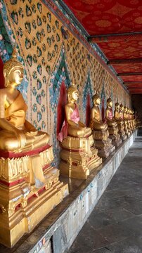 The Monastery of the Buddhas at the Wat Arun Temple on the Banks of the Chao Phraya River in the city of Bangkok in the Kingdom of Thailand