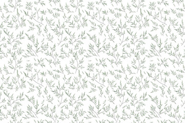 Seamless pattern. Seamless watercolor floral pattern - composition of green leaves and branches on a white background, perfect for wraps, wallpaper, cards, greeting cards, wedding invitations, romanti