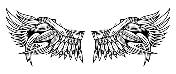 Abstract Tattoo wings vector.