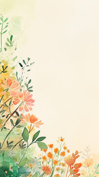 Watercolor natural floral background. Illustration AI Generative. © olegganko