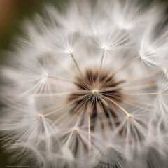 White dandelion flower. Illustration AI Generative