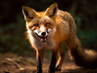 Fototapeta premium A playful fox caught in a moment of pure joy