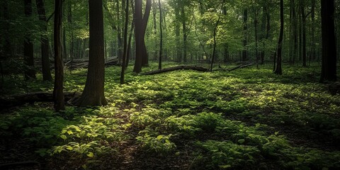 morning in the forest, Created by AI generation, AI generative
