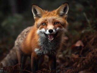 Fototapeta premium A playful fox caught in a moment of pure joy