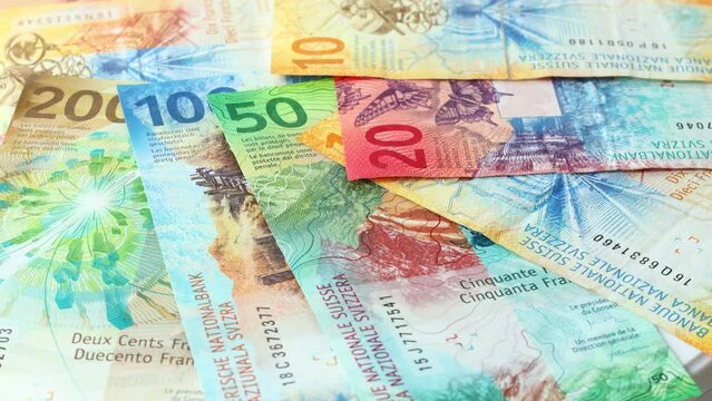 Swiss francs, money rotating, financial and economic concept, lottery, wheel of fortune, financial success