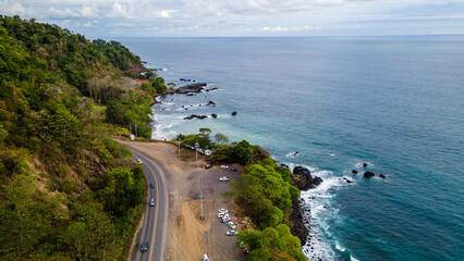 Jungle and the sea Costa Rica, beautiful sea and mountains, perfect nature, Green World, ROADS