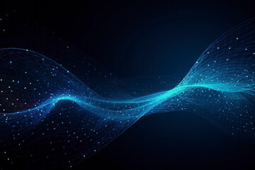 Blue Dot Line Technology Network Background. AI technology generated image