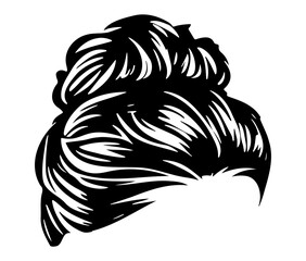 Messy bun hairstyles illustration of business hairstyle with natural long hair