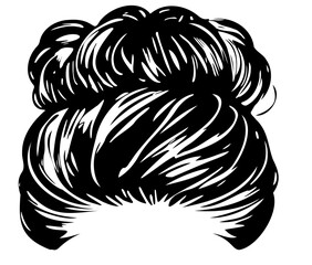 Messy bun hairstyles illustration of business hairstyle with natural long hair