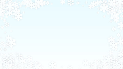 Christmas  Vector Background with Falling Snowflakes. Isolated on Red Background. Realistic Snow Sparkle Pattern. Snowfall Overlay Print. Winter Sky. Papercut Snowflakes.